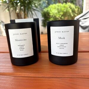 2 Empty Jenni Kayne Candle Vessels Black Glass Musk and Montecito